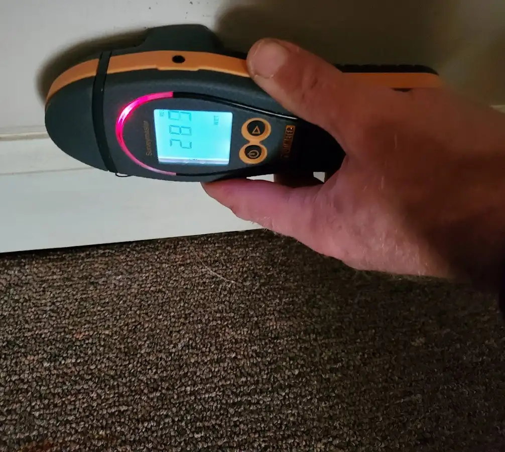 Moisture detection at baseboard during Burst Pipe Cleanup in Indian Hills